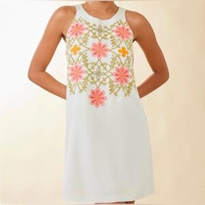 Spartina 449 Kieran Green Mist Floral Embroidered Shift Dress Small